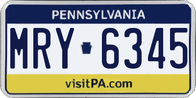 PA license plate MRY6345