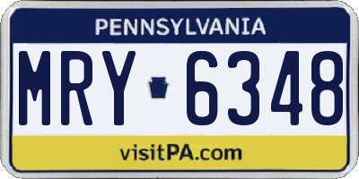 PA license plate MRY6348