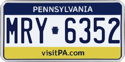 PA license plate MRY6352
