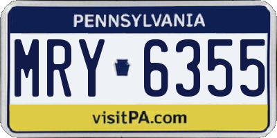 PA license plate MRY6355