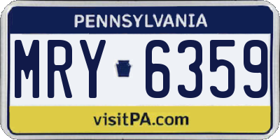 PA license plate MRY6359