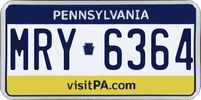 PA license plate MRY6364