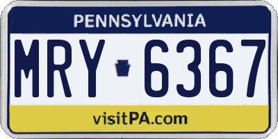PA license plate MRY6367