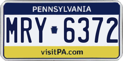 PA license plate MRY6372