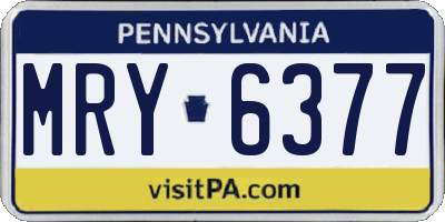 PA license plate MRY6377
