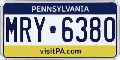 PA license plate MRY6380