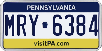 PA license plate MRY6384