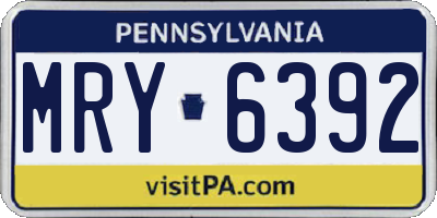 PA license plate MRY6392