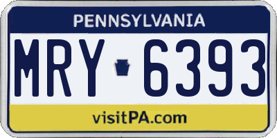 PA license plate MRY6393