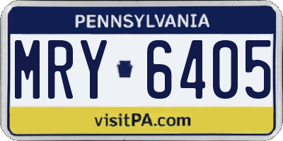PA license plate MRY6405