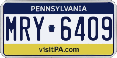 PA license plate MRY6409