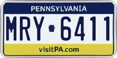 PA license plate MRY6411