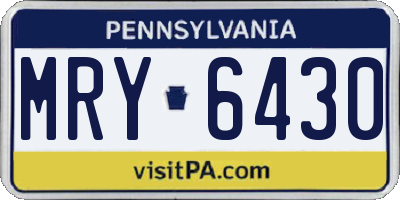 PA license plate MRY6430