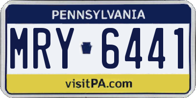 PA license plate MRY6441