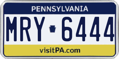 PA license plate MRY6444
