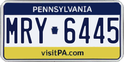 PA license plate MRY6445