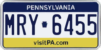 PA license plate MRY6455