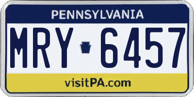 PA license plate MRY6457