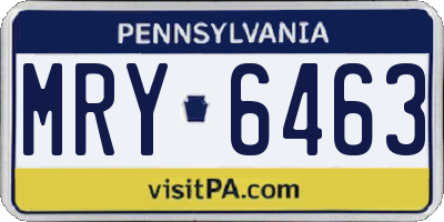 PA license plate MRY6463