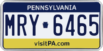 PA license plate MRY6465