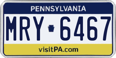 PA license plate MRY6467