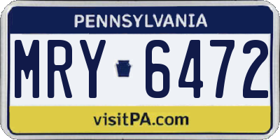 PA license plate MRY6472