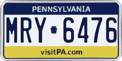 PA license plate MRY6476