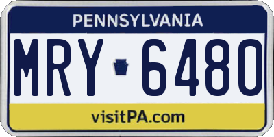 PA license plate MRY6480