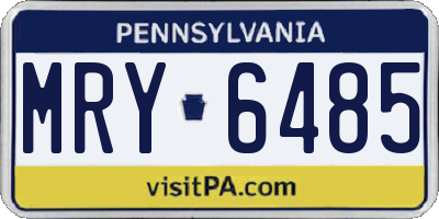 PA license plate MRY6485