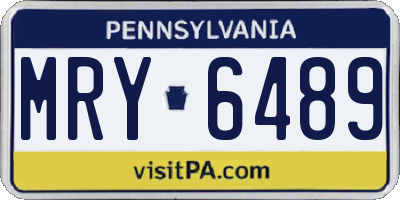PA license plate MRY6489