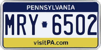 PA license plate MRY6502