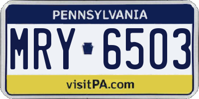 PA license plate MRY6503