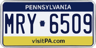 PA license plate MRY6509
