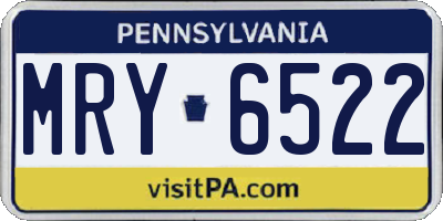 PA license plate MRY6522
