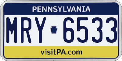 PA license plate MRY6533