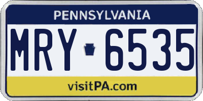 PA license plate MRY6535