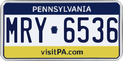 PA license plate MRY6536