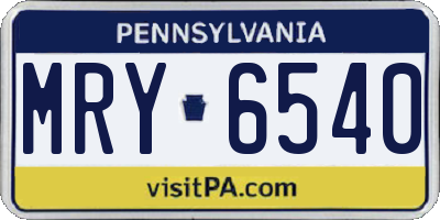 PA license plate MRY6540