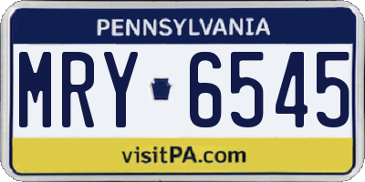 PA license plate MRY6545