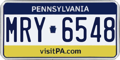 PA license plate MRY6548