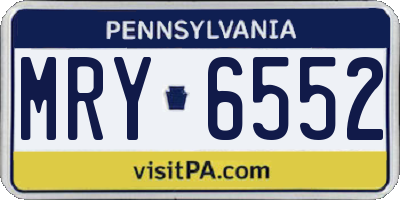 PA license plate MRY6552