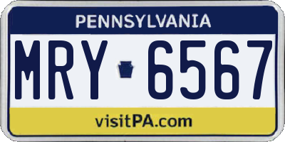 PA license plate MRY6567