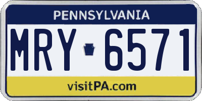 PA license plate MRY6571