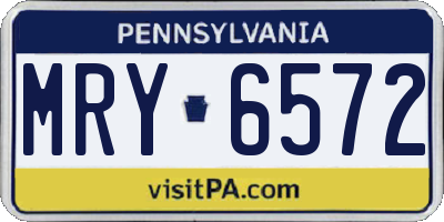 PA license plate MRY6572