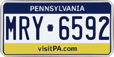 PA license plate MRY6592