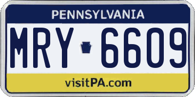 PA license plate MRY6609