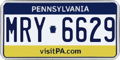 PA license plate MRY6629