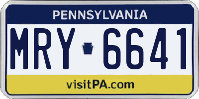 PA license plate MRY6641