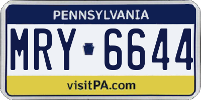 PA license plate MRY6644