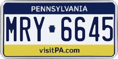 PA license plate MRY6645